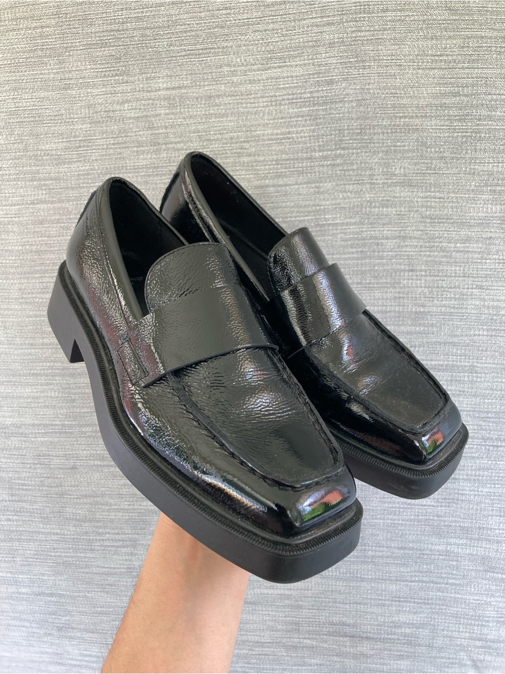 Vagabond Loafers Black Patent Leather Square Toe